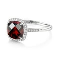 thumbnail image 6 of Gem Stone King Cushion Checkerboard Red Garnet 2.40 Ct 10K White Gold Ring with Accent Diamonds, 6 of 7