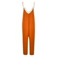 thumbnail image 4 of Iaqnaocc Women Jumpsuits Plus Size Boho Summer Sleeveless Jumpsuits Rompers Loose Fit Spaghetti Strap Jumpsuits Baggy Overalls Orange M, 4 of 6