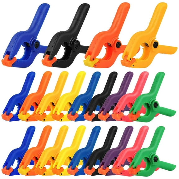 22-pieces Spring Clamps, 2-inch Clamps x 18 PCS, 3-inch Clamps x 4 PCS, Plastic Small Mini Clamps for Woodworking Assembly and Photography Backdrop