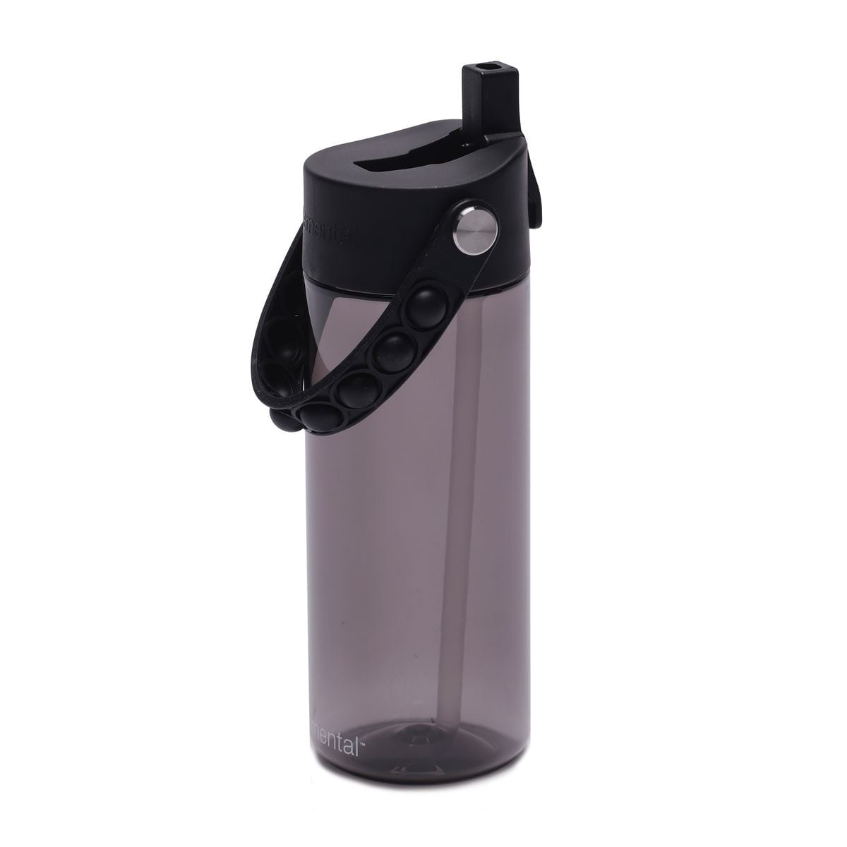 Elemental Splash Kids Water Bottle - Plastic Water Bottle - BPA Free - Leak Proof - Straw Lid - Pop-it Handle - Durable - For Girls, Boys & School Reusable Water Bottle - 18oz - Black