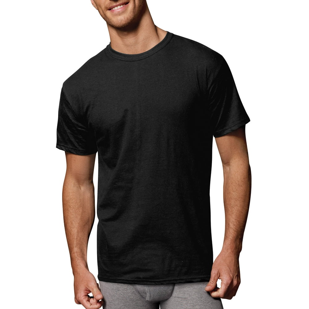 Hanes - Men's ComfortSoft Tagless Black and Grey Crew T-Shirts, 4 Pack ...