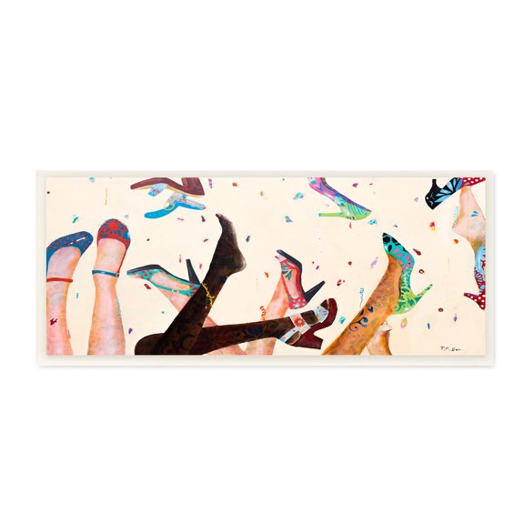 Stupell Industries Feet Throwing Heels Female Fashion Fun Wall Plaque, 7 x 17, Design by Pamela K. Beer