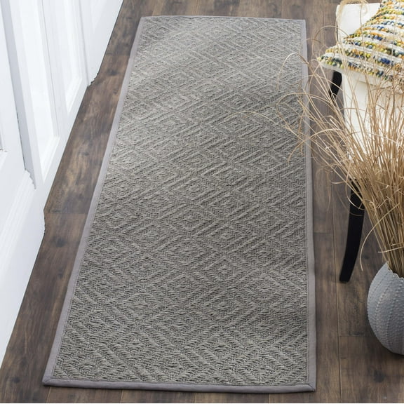SAFAVIEH Natural Fiber Cinaed Geometric Sisal Runner Rug, Light Grey/Grey, 2'6" x 10'