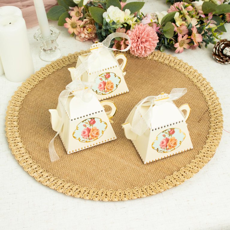 25 Pack  4 Dusty Rose Mini Teapot Favor Boxes