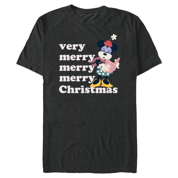 Disney Minnie Mouse Holiday Very Merry Merry Merry Christmas - Short Sleeve Blended T-Shirt for Adults - Customized-Dark Heather
