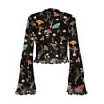 thumbnail image 7 of SCRAWLGOD Mushroom Plant Women Bell Sleeve Tops Size XL Lettuce Trim Flowy Tops Mock Neck Party Going Out Top Aesthetic Slim Shirts Flare Top for Women Ladies, 7 of 7