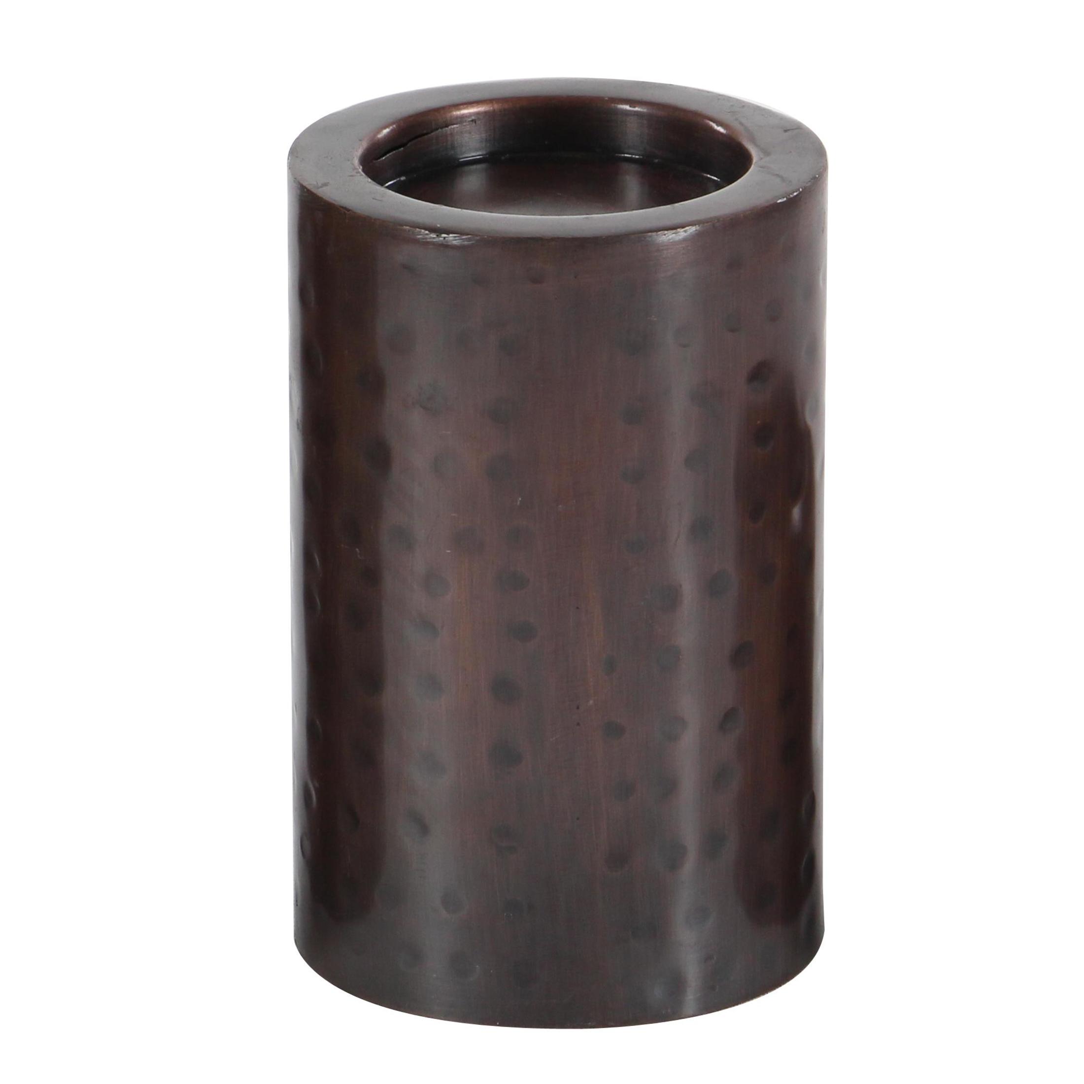 DecMode 3 Candle Brown Metal Handmade Pillar Candle Holder, Set of 3