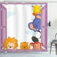 thumbnail image 1 of Ambesonne Zoo Shower Curtain, Animals Peeping Window, 69"Wx84"L, Multicolor, 1 of 3