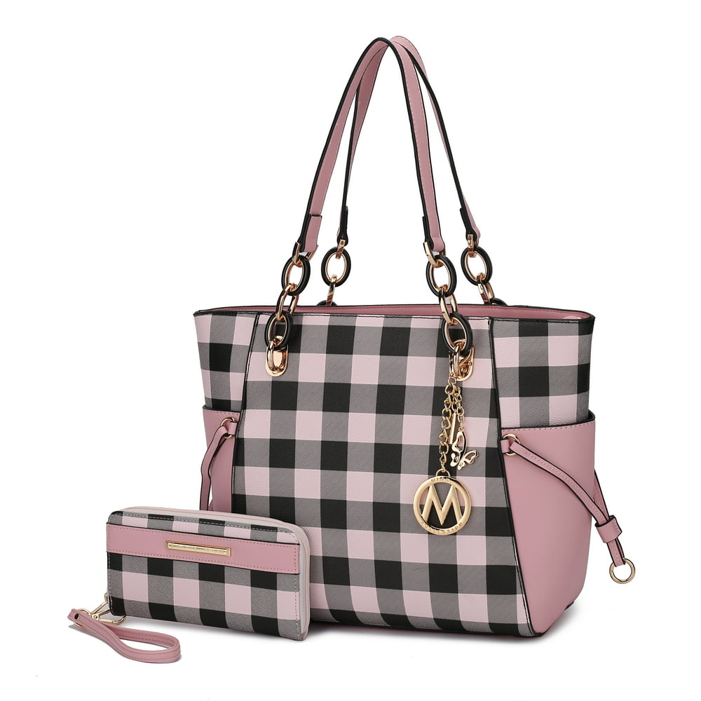 MKF - MKF Collection Yale Checkered Tote Bag with Wallet - Pink By Mia ...