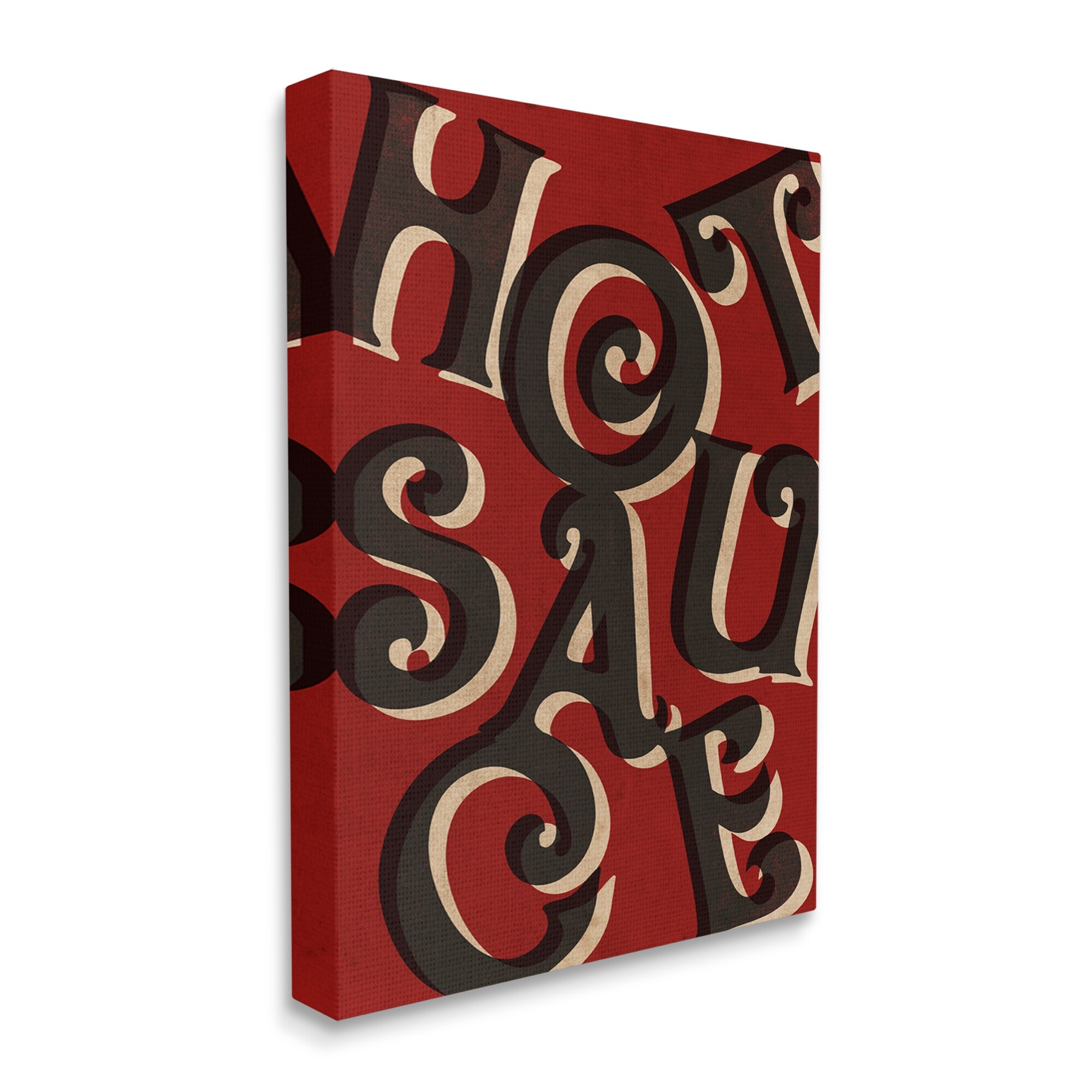 Stupell Industries Hot Sauce Curled Letters Whimsical Typography Sign Graphic Art Gallery Wrapped Canvas Print Wall Art, Design by Daphne Polselli
