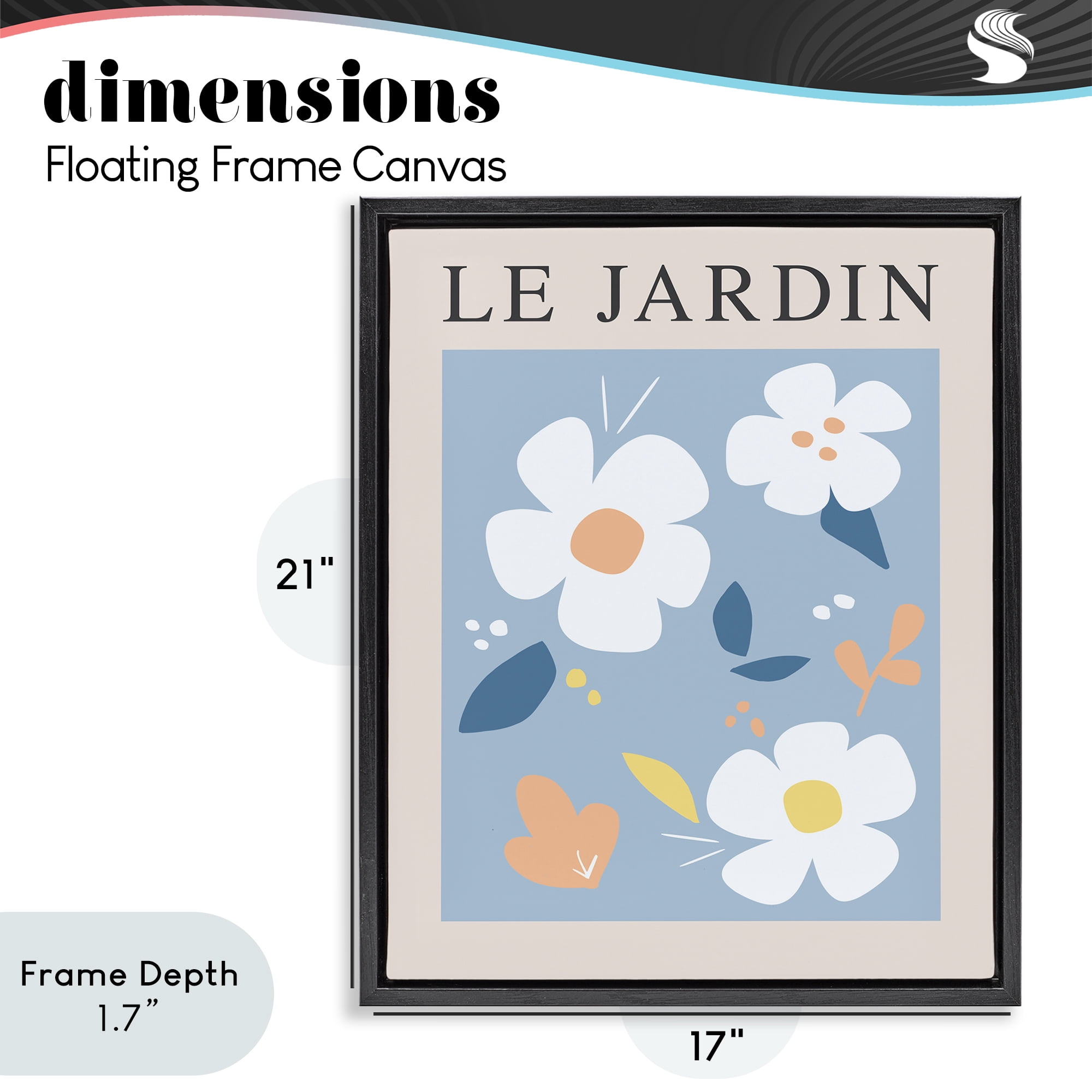 Stupell Industries Bouncing Floral Le Jardin Black Framed Floater Canvas Wall Art, design by Anna Quach