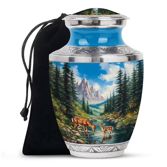 SABURIAL Deer Urn - Burial Urn For Mom & Dad - Memorial Funeral Urns - Decorative Urns For Women & Men - 10 Inch