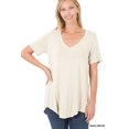 thumbnail image 3 of Zenana Women & Plus Luxe Rayon Short Sleeve V-Neck Hi-Low Hem Casual Tee-Shirt Top, 3 of 5