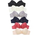 thumbnail image 1 of LAVRA Women's 6 Pack of Full Cup Push Up Bras Floral Lace Plain Design, 1 of 4