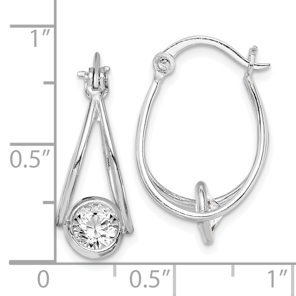 Primal Silver Sterling Silver Rhodium-plated Cubic Zirconia Double Hoop Earrings - image 3 of 5