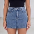 thumbnail image 6 of Nmnitkp Jean Skirt High Waisted Stretchy Denim Mini Skirt, Vintage Bodycon Jean Skirt with Frayed Back Pockets, for Casual Streetwear Daily & Night OutLight Blue,XL, 6 of 8