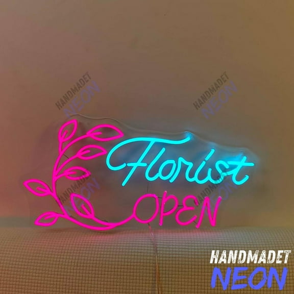 Handmadetneonsign Flower Shop Open Neon Sign, Floral LED Light Decor, Flower Shop Wall Art 136120
