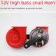 thumbnail image 1 of Bocina de caracol para coche, de 12 V, con graves agudos y resistente al agua, de doble tono, para motocicleta y coche eléctrico, 1 of 4