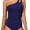 Navy Blue, variant on MORTTIC Women's Tummy Control One Piece Swimsuit, One Shoulder Full Coverage Bathing Suit,Black S