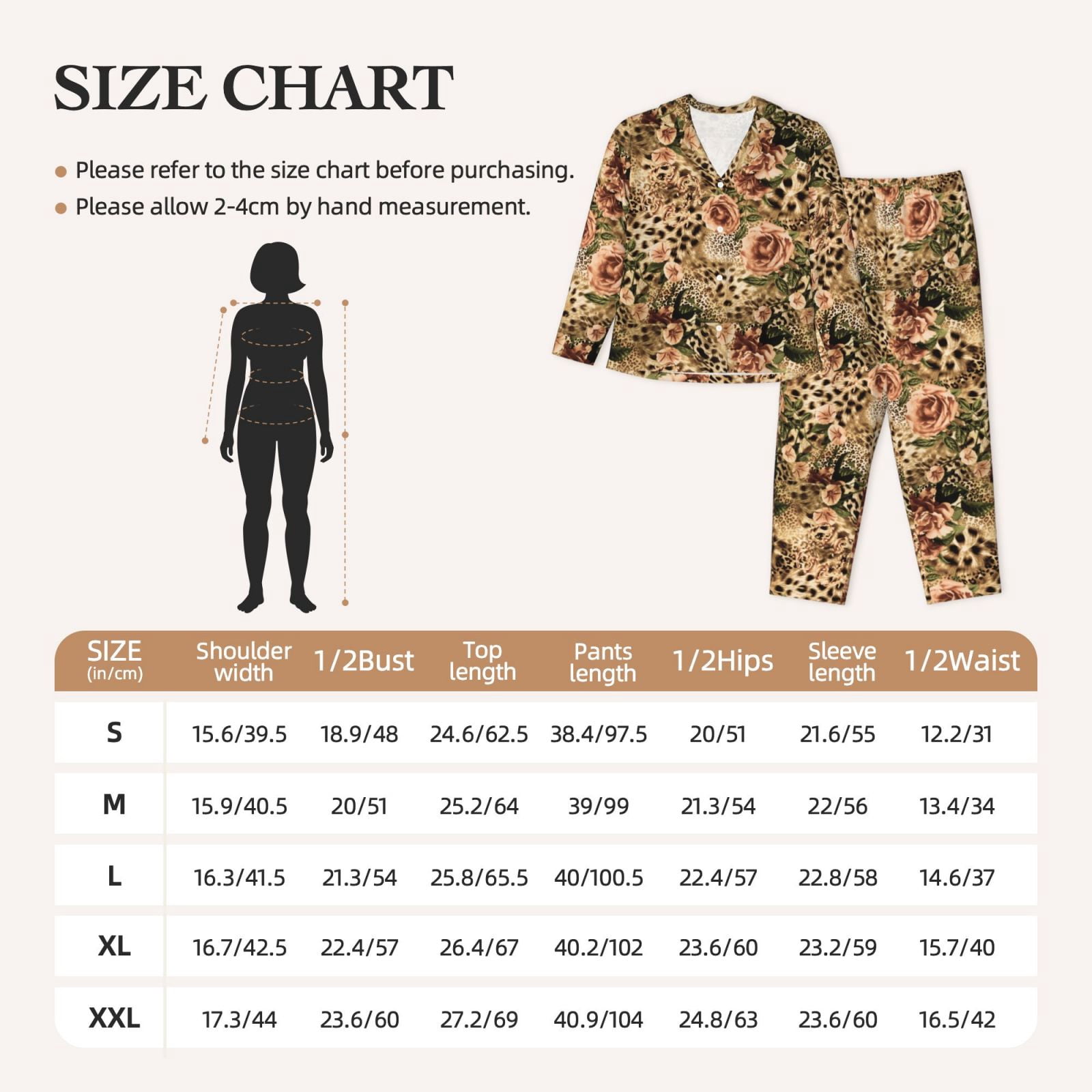 Anjue Women's Leopard Print Pajama Set - Long Sleeve Button Down Pjs With Pants, Soft & Cozy