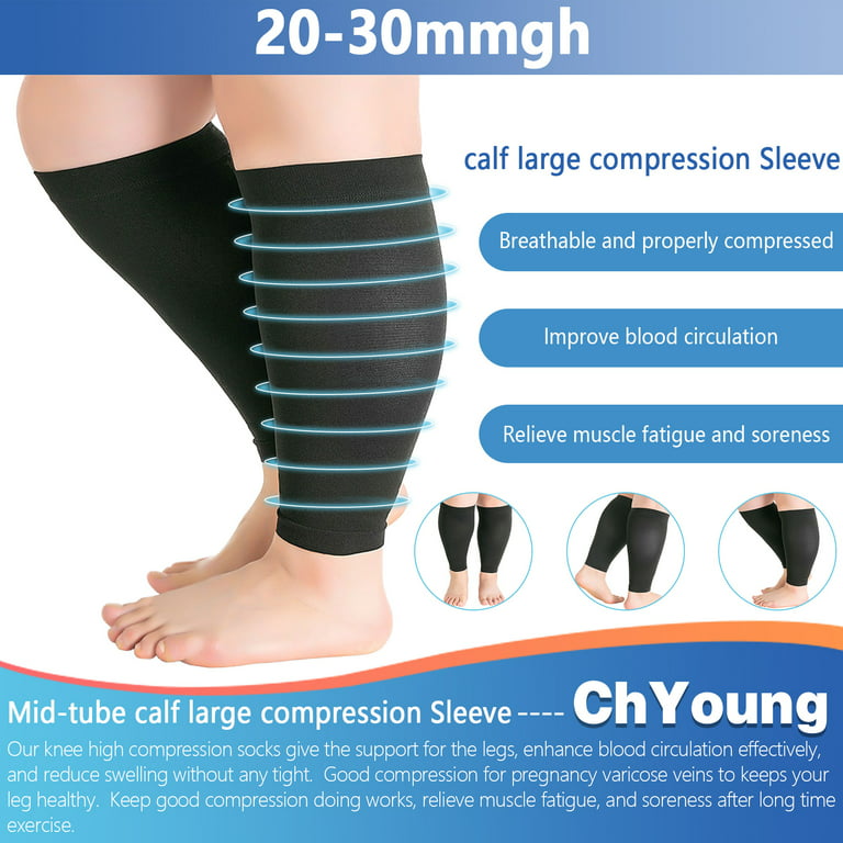 Calf Compression Sleeves，Footless Shin Splint Sleeve 20 to 30 mmHg Medical  Leg Calves Support Women Pain Relief Running Recovery Circulation Cramps