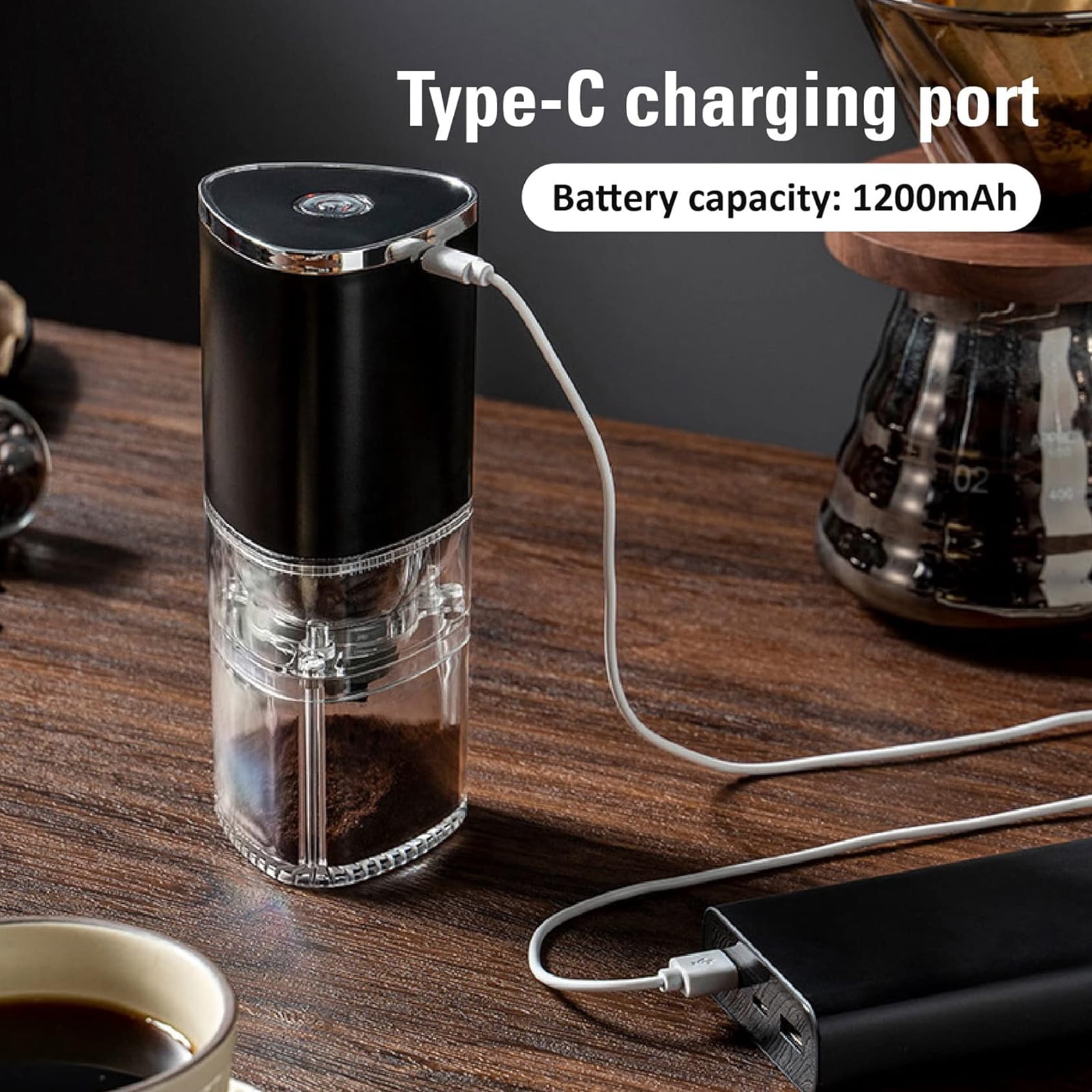 Electric Coffee Grinder Automatic Coffee Mill with Burrs Adjustable Grind Settings Portable Rechargeable Coffee Grinders