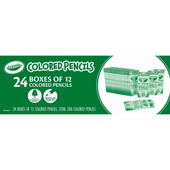 Crayola Bulk Colored Pencils for Kids (24 Boxes of 12), Coloring Book Art Pencils, School Supplies for Teachers, Classroom Must Haves