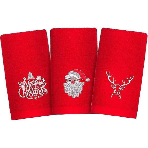 Paquete de 3 toallas de mano navideñas Heilwiy, toallas de algodón puro, juego de paños de cocina decorativos navideños Heilwiy para cocina