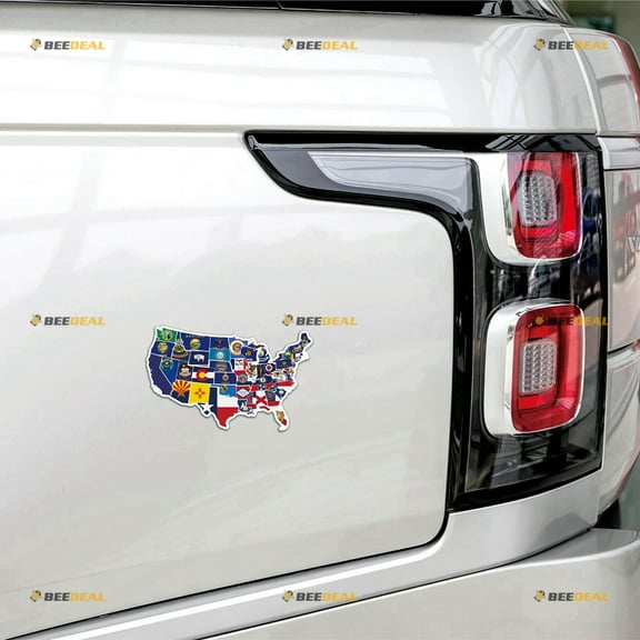 American All States Flags Maps Road Travel Trip Visited Car Magnet Magnetic Sticker Decal - 2 Pack Glossy 4" - for Truck Door Fridge Reusable Waterproof
