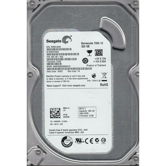 ST3320418AS, 9VM, TK, PN 9SL14C-034, FW CC45, Seagate 320GB SATA 3.5 Hard Drive