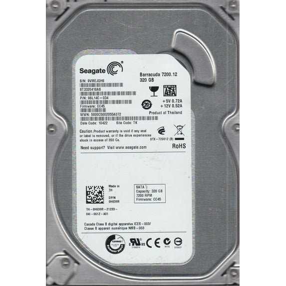 ST3320418AS, 9VM, TK, PN 9SL14C-034, FW CC45, Seagate 320GB SATA 3.5 Hard Drive