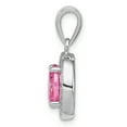 thumbnail image 2 of Sterling Silver Pink and White CZ Oval Pendant Charm, 2 of 4