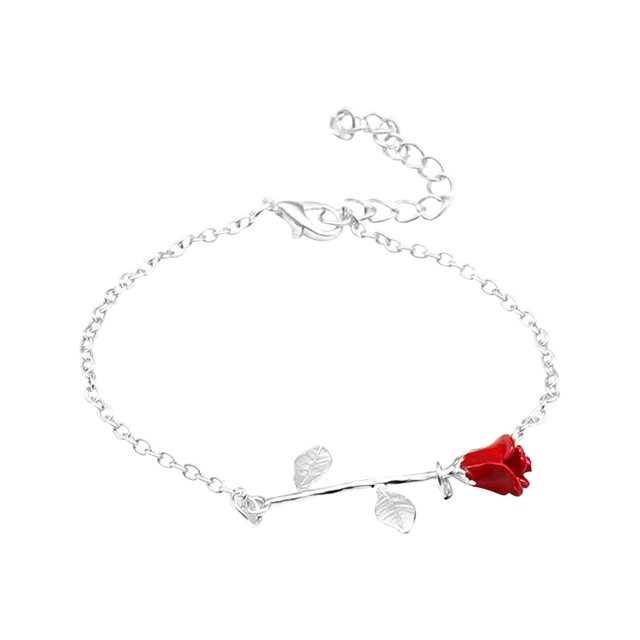 Red Rose Bracelet Simulation Flower Series Bracelet Valentine's Day Gift Creative Rose Flower Bracelet