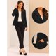 thumbnail image 2 of Chaqueta de oficina de trabajo de manga larga con cuello de solapa y ante sintético para mujer Negro M, 2 of 6
