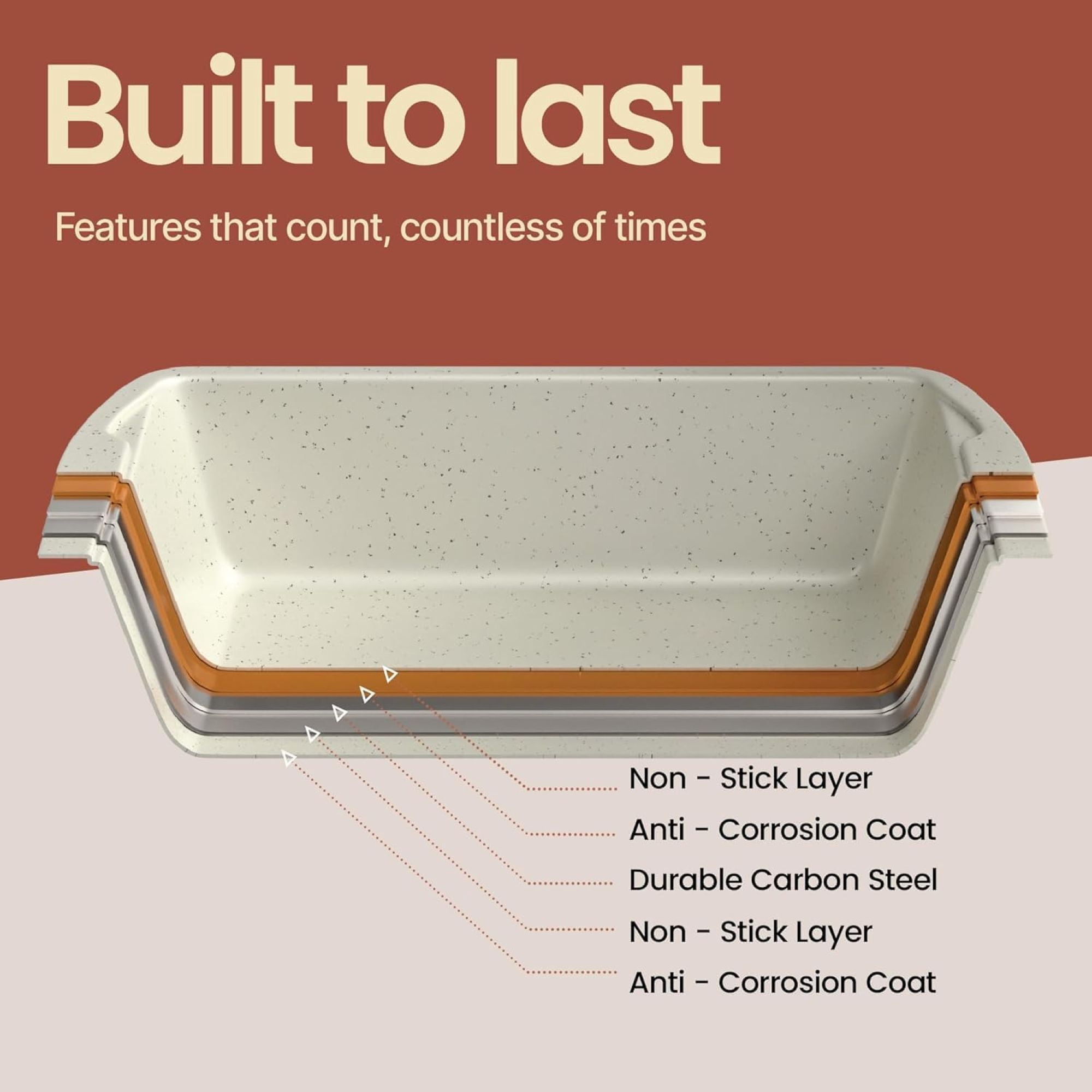 Nonstick Loaf Pan Set pack of 4, Carbon Steel 11" Large Baking Bread Pan, Oven Safe Up to 450°F, Space Saving Stackable Design, Stain Resistant,White Marble