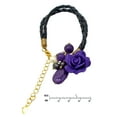 thumbnail image 4 of Amazing Purple Rose Stone Beads Pearls on Braided Leatherette Bracelet, 4 of 4