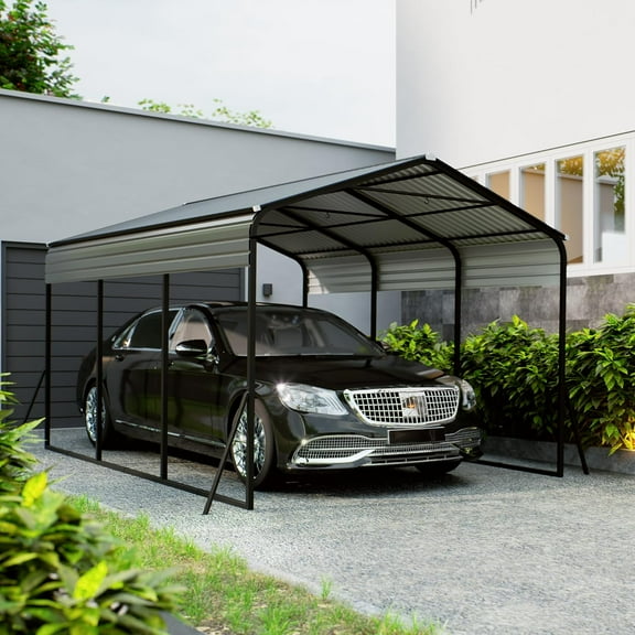 10x15 FT Metal Carport,Heavy Duty Carport Canopy with Galvanized Steel Frame and Roof, Outdoor Storage Shed, Car Tent Garage Shelter for Pickup, Truck, Boat and Tractor