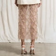 thumbnail image 5 of SAWOBUUN Womens Sequin Fringe Mesh Midi Skirt High Waist Split Bodycon Sheer Tassel Party Skirt, 5 of 5