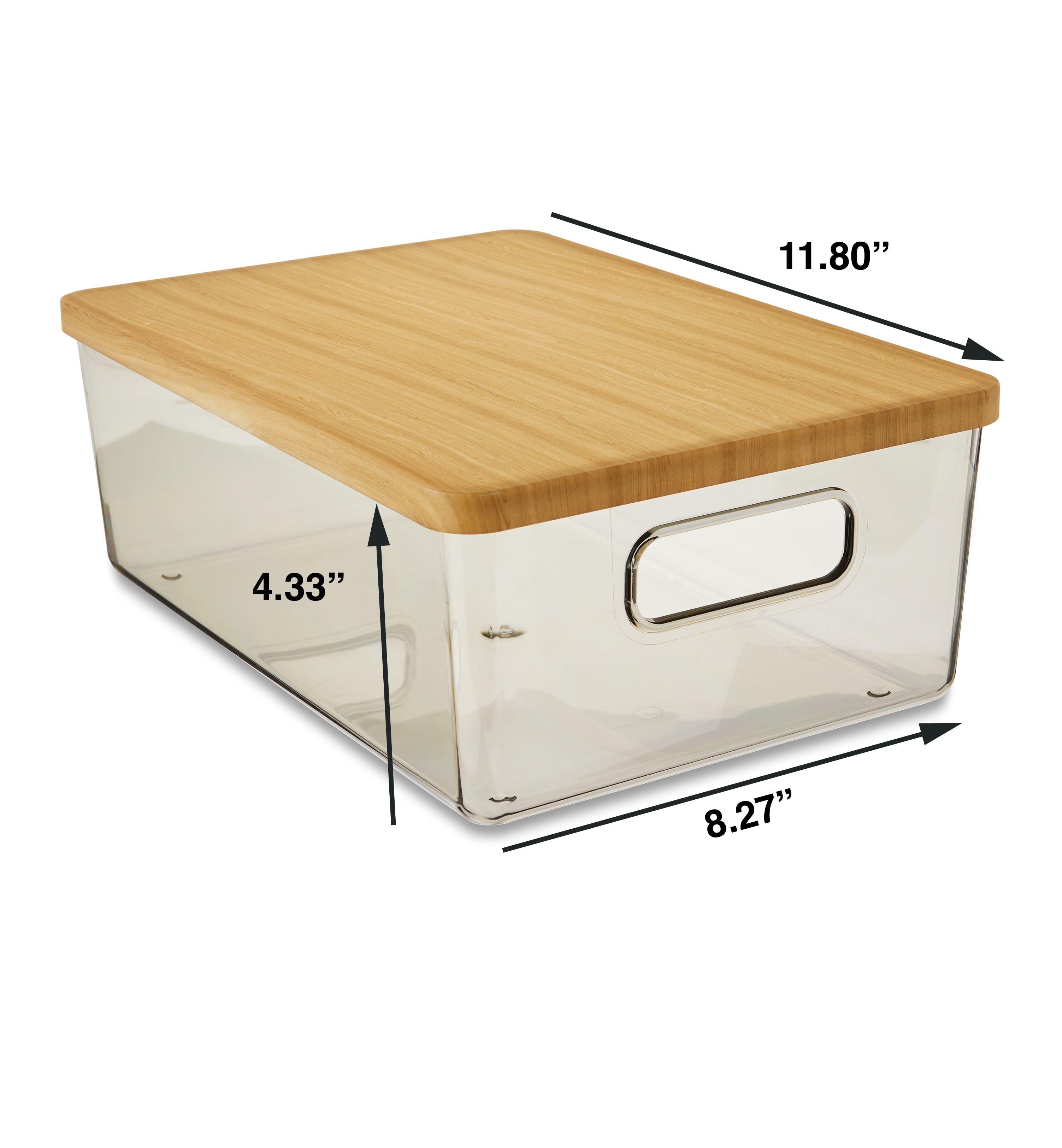 Pen+Gear Organizational Storage Box with Woodgrain Pattern Lid