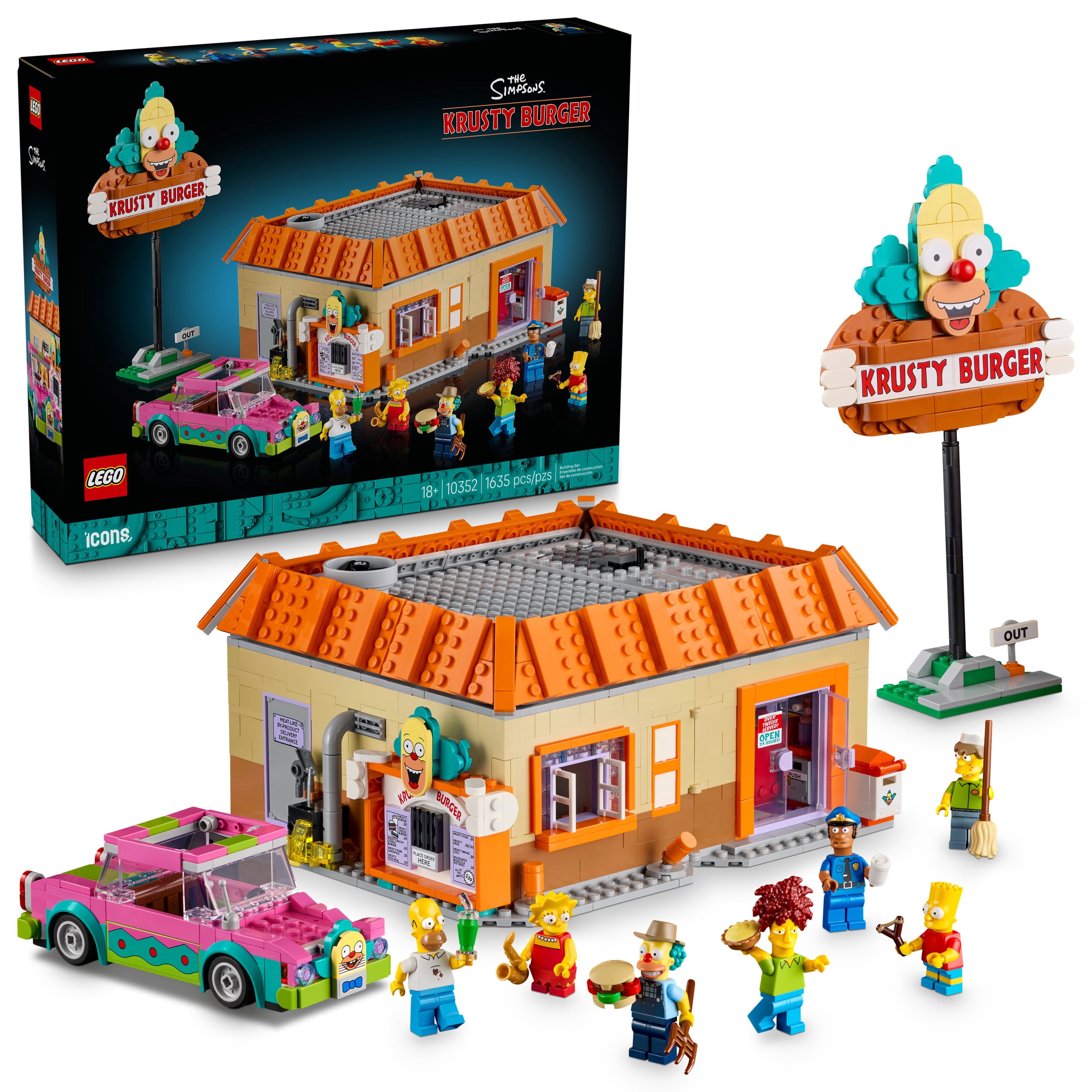 LEGO Icons The Simpsons: Krusty Burger Building Set for Adults - Collectible Home Decor for Bedroom, Office, or Book Shelf - Simpsons Merchandise for Fans, Ages 18+ - Gift Idea for Birthdays - 10352