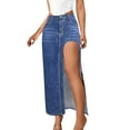 thumbnail image 4 of EINCcm Women's Sexy High Split Slim Fit Maxi Long Pencil Denim Jean Skirt Sexy Trendy Maxi Denim Skirts, 4 of 7