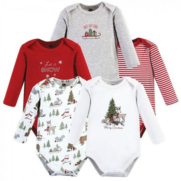 Hudson Baby Cotton Long-Sleeve Bodysuits, 5-Pack, Newborn- 24 Months