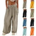 thumbnail image 2 of ZOELNIC Women's Wide Leg Baggy Pants Casual Drawstring Elastic Waist Lounge Pants with Pockets, S, 2 of 3