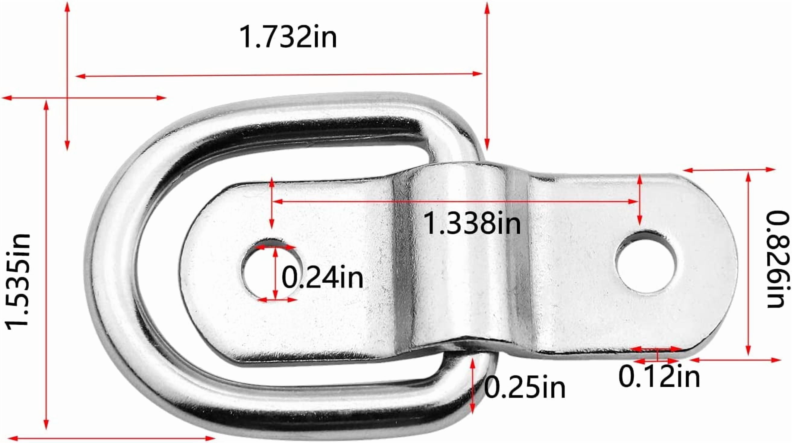 D-Ring Tie Downs Anchor1/4” Heavy Duty Surface Floor Mount Lashing Rings 2400 lbs Cargo Trailers Load-Bearing Hangers Bracket (Pack of 12)