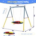 thumbnail image 5 of Kdymod 440lbs 40" Saucer Swing with Frame for Kids Outdoor, Heavy Duty Metal Swing Set with Adjustable Ropes & Ground Anchors, A-Frame Backyard Playset for Playground, Toddlers Ages 3+, Blue, 5 of 7