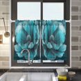 thumbnail image 5 of joogoo Teal Flower Curtains Sets Half Window Cafe Farmhouse Tier 2 Panels Short Curtain Rod Pocket 27"W x 24"L, 5 of 7