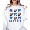 thumbnail image 2 of Detroit Football Sweatshirt for Women Teens and Kids Footballs and Blue Coquette Bows Pullover White Sweatshirt Adult X-Large, 2 of 5