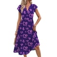 thumbnail image 3 of Fantaslook Summer Dresses for Women Ruffle Sleeve V Neck Midi Dresses Fashion Casual Flowy Vacation Sundress, 3 of 10