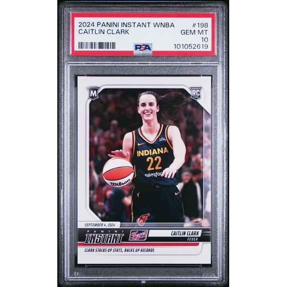 PSA 10 Caitlin Clark 2024 Panini Instant #198 Racks Up Records Rookie Card Indiana Fever