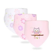 3PCS/LOT Baby Bibs Triangle Cotton Bibs Cartoon Print Saliva Towel Baby Boys Girls Feeding Apron Cotton Bandana Bibs Baby Stuff 1006 Owl